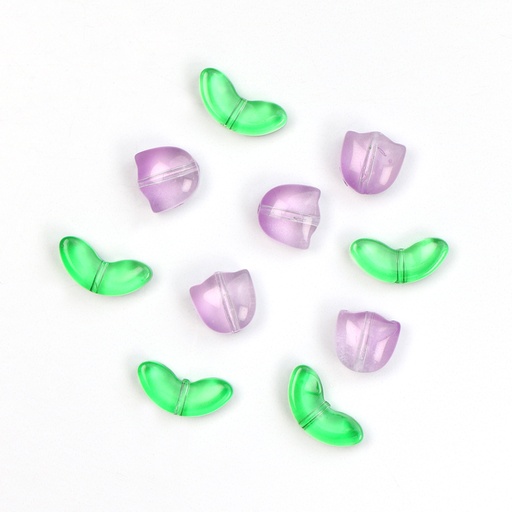 [JBD_111] ​Purple, Tulip Flower & Leaf Bead Pack