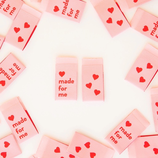 [LP_179] "Made for Me" Heart Woven Labels, 8pk
