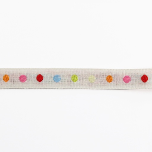 Ribbon Yardage: Multi Dots on White