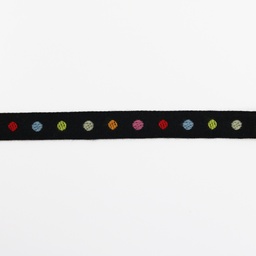 Ribbon Yardage: Multi Dots on Black