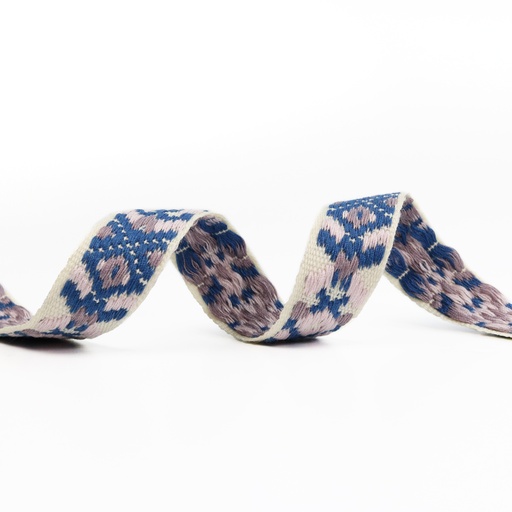 [RBYD_190553] Ribbon Yardage - Baltic Band, Cobalt and blush