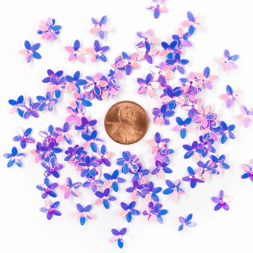 [S201] 10mm Daisy Sequins, Pink with Indigo Lights