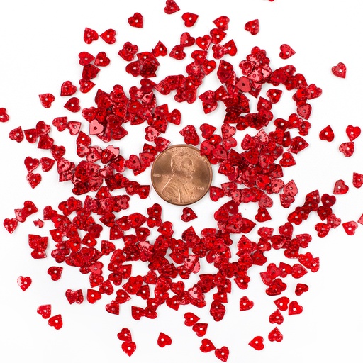 [S161] 6mm Heart Sequins, Red