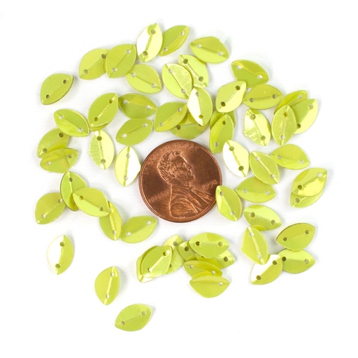 [S269] 10mm x 6mm Leaf Sequins, Lime Chartreuse