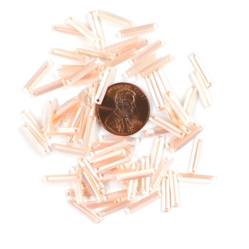 [S251] 15mm x 3mm Rectangle Sequins, Light Apricot with Pink & Cream Lights