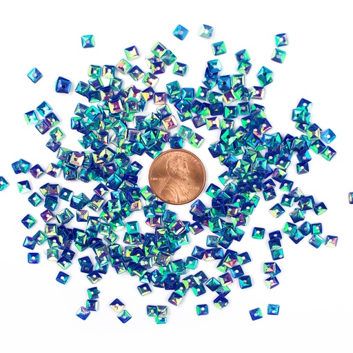 [S79] 4mm Square Sequins, Violet/Turquoise with Blue & Green Lights