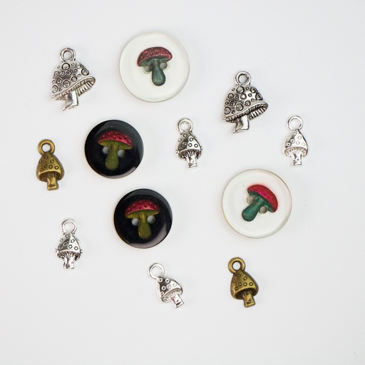 [CBPK_01] Mushroom Mania Charm and Button Pack