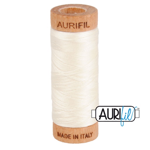 [JKD_2026-80] Aurifil 80wt Cotton, Mako' 280m Spool, Chalk (#2026)