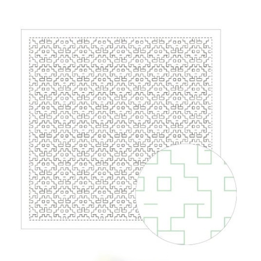 [8430-1163] Invaders, Sashiko Cloth, White