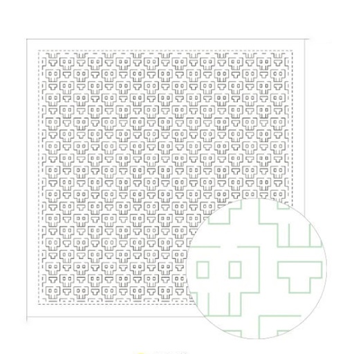 [8430-1164] Skulls, Sashiko Cloth, White