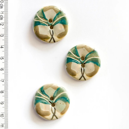 [L413] Green Floral Buttons