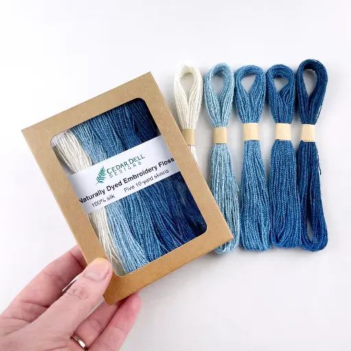 [CDD_IDSEF-BL] Indigo Dyed Silk Embroidery Floss - Ombre Set of Blue Thread  