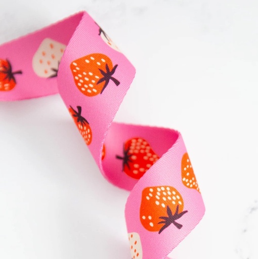 [WBYD_RS-STD] 1- 1/2" Webbing - Strawberry in Daisy