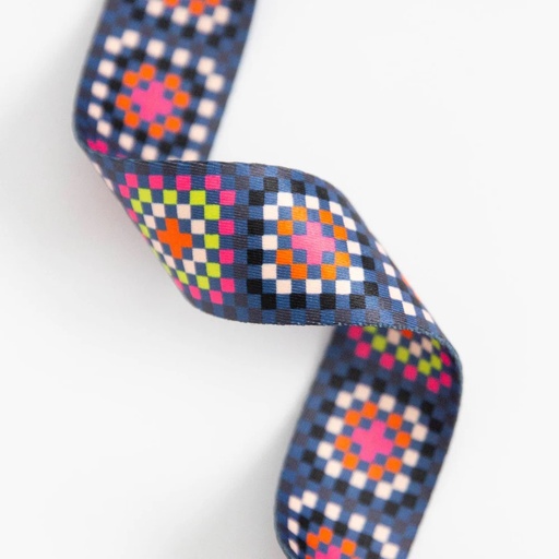 [WBYD_RS-GSN] 1- 1/2" Webbing - Granny Squares in Night