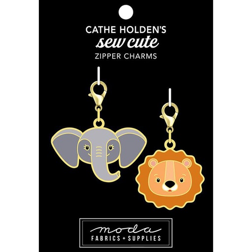 [CH150] Elephant & Lion Zipper Pull, 2ct 