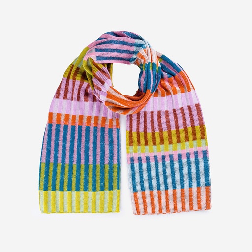 [MOSRUL] Mosaic Stripe Knit Scarf - Rust Lilac