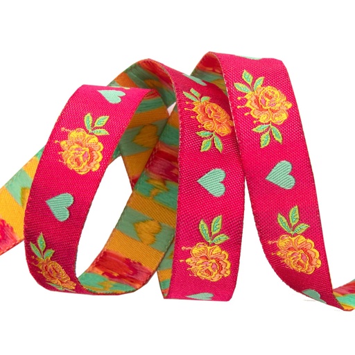 [RBYD_TK71] Ribbon Yardage - Painted Roses Pink