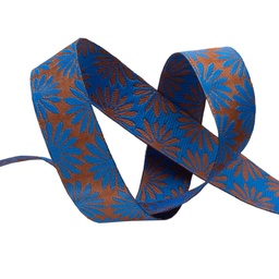 [RBYD_KF31-5] Ribbon Yardage- Gerbera Blue On Bronze