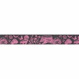 [RBYD_TK23] Ribbon Yardage - Woodland Ribbon Grey On Pink