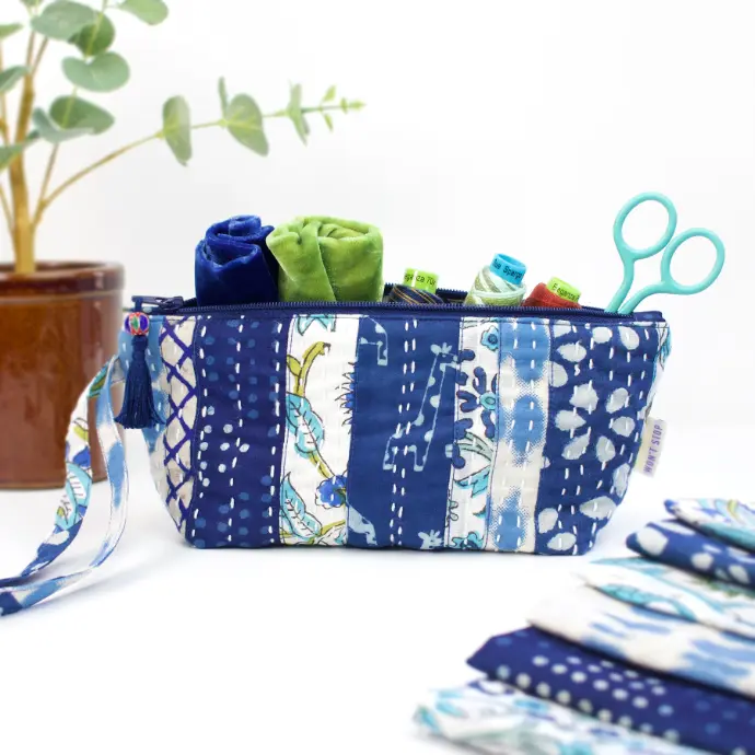 Flip and Sew Kantha Zip Pouch